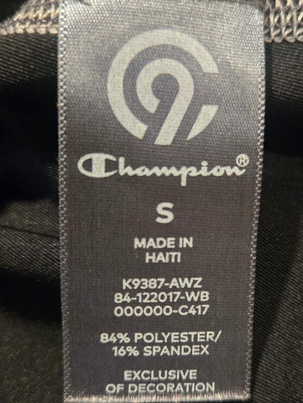 Champion Black Short Sleeve Athletic Tee with Contrast Stitching - Picture 7 of 8